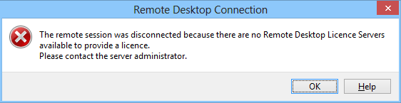 remote desktop disconnected error 2825