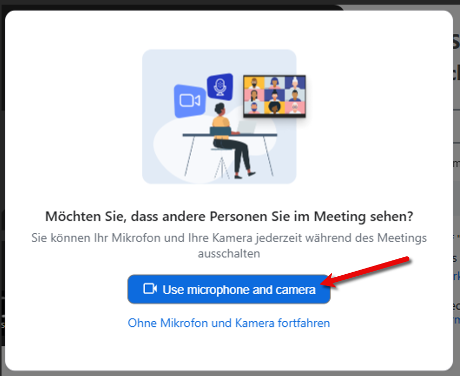 Zugriff Kamera und Mikrofon bestätigen