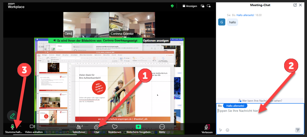 Chat öffnen & Mikrofon stummschalten (ein/aus)