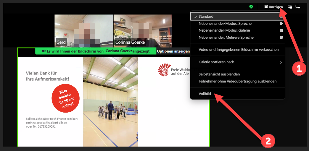 Vollbild-Modus aktivieren / deaktivieren